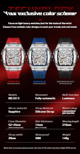 Image of OLEVS Watch Men Self Winding Luxury Skeleton Mechanical Business Dress Square Wrist Watches Calendar Watches