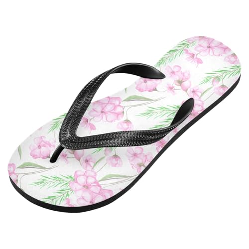 Sinestour Cherry Blossom Pink White Flip Flops for Beach Thong Sandals Anti-slip Lightweight Flat Slippers for Summer Swim Travel2