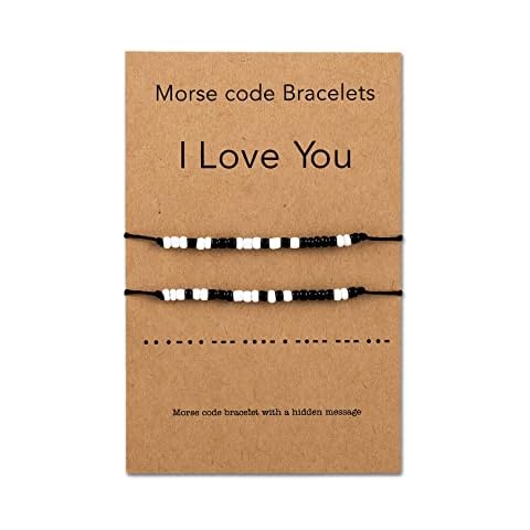BMMYE 2-Piece Morse Code Bracelets I Love You Couple Bracelets Handmade Boyfriend Girlfriend Jewelry Pulseras para Parejas Cover
