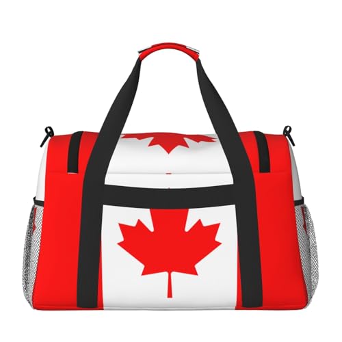 Canadian flag print Large Canvas Travel Duffel Bag Weekender Bags for Women Overnight Bag Carry On Tote Bag2