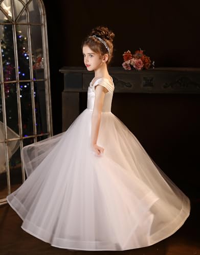 Tulle Flower Girl Dresses for Wedding Party 2025 Satin Pageant Dresses Princess Birthday Party Ball Gown4