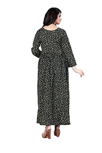 Image of H.E HAMZA ENTERPRISER Printed Crepe Material Brown Western Dress For Women