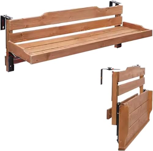 Mesa de Pared para Exteriores, Mesa Plegable para terraza o balcón, Mesa de Bar con barandilla Colgante para Exteriores, Mesa de Comedor de Pared para Patio y jardín (tamaño: 90 cm)