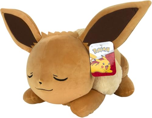 Pokémon Peluche Évoli Qui dort Peluche Exclusive de 45 cm Qui dort