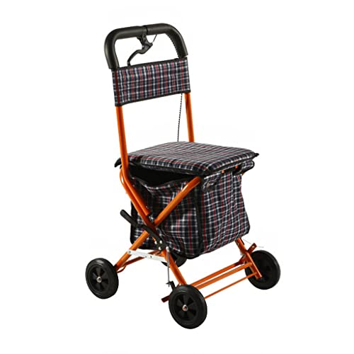 Seniors Rolling Walker Dual Function Seniors Walker, 4-Wheeled Portable Cart with Hand Brake, Elderly Wheelchair Stroller - Easy to Assemble