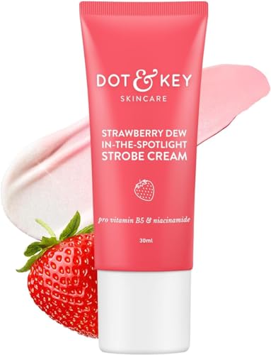 MENT Dot- & Key- Strawberry Dew Strobe Cream for Face | Skin Radiance Cream | Moisturizer & Highlighter for Face | for Dewy Glazed Instant Glow | Boosts Hydration| for Women & Men | 30ml