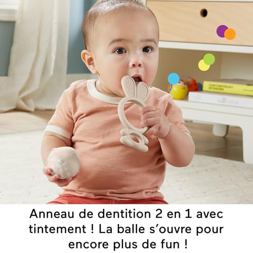 Fisher Price Coffret Sensoriel Les Sens En Éveil Avec 4 Jouets Sensoriels Pour Stimulation Motricité Fine Et Sens Anneau Dentition Peluche Axolotl Hochet Papillon Jouet Bébé HRB17 - vue 3