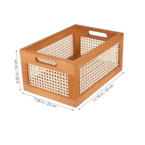 Panier de rangement bois massif tissé main de grande capacité rétro