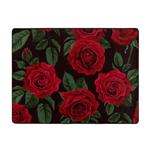 Tapis de salon imprimé rose rouge antidérapant doux - 3