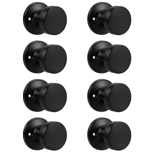 Probrico Black Half Dummy Door Knobs, Interior Door Knobs for Closet/Hall, Single Side Dummy Door Handles, 8 Pack