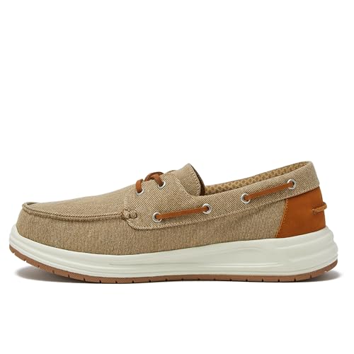 Lands' End Canvas Boat Shoes Men, Deck Shoes Mens Boat Shoes Slip Ons - Navy Blue, Tan Brown or Grey Mens Casual Shoes, Size 8-134