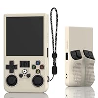 FIOPAZ for R36MAX Silicone Protective Case, Soft Skin for R36 MAX Retro Handheld Game Console Accessories, Anti-Scratch Washable Only for R 36 MAX Sleeve with Lanyard (OffWhite)
