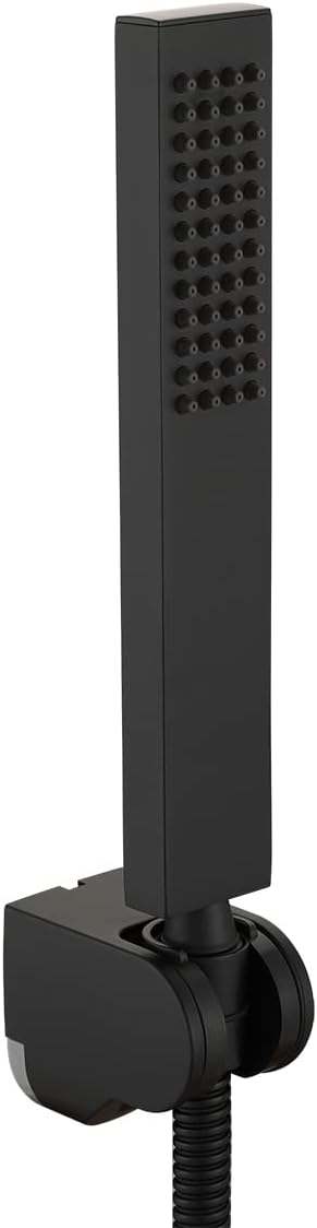 Asyas Solid Brass Hand Held Shower Sprayer Head with Adjustable Wall Connector Shower Holder and Hose Set Chrome High Pressure Square