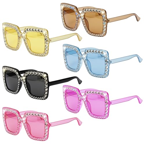 YcsRnn Star Glasses 6-Pack Disco Sunglasses for Parties Festivals and Weddings Funky 80s Style Eyewear with Multiple Colour Options