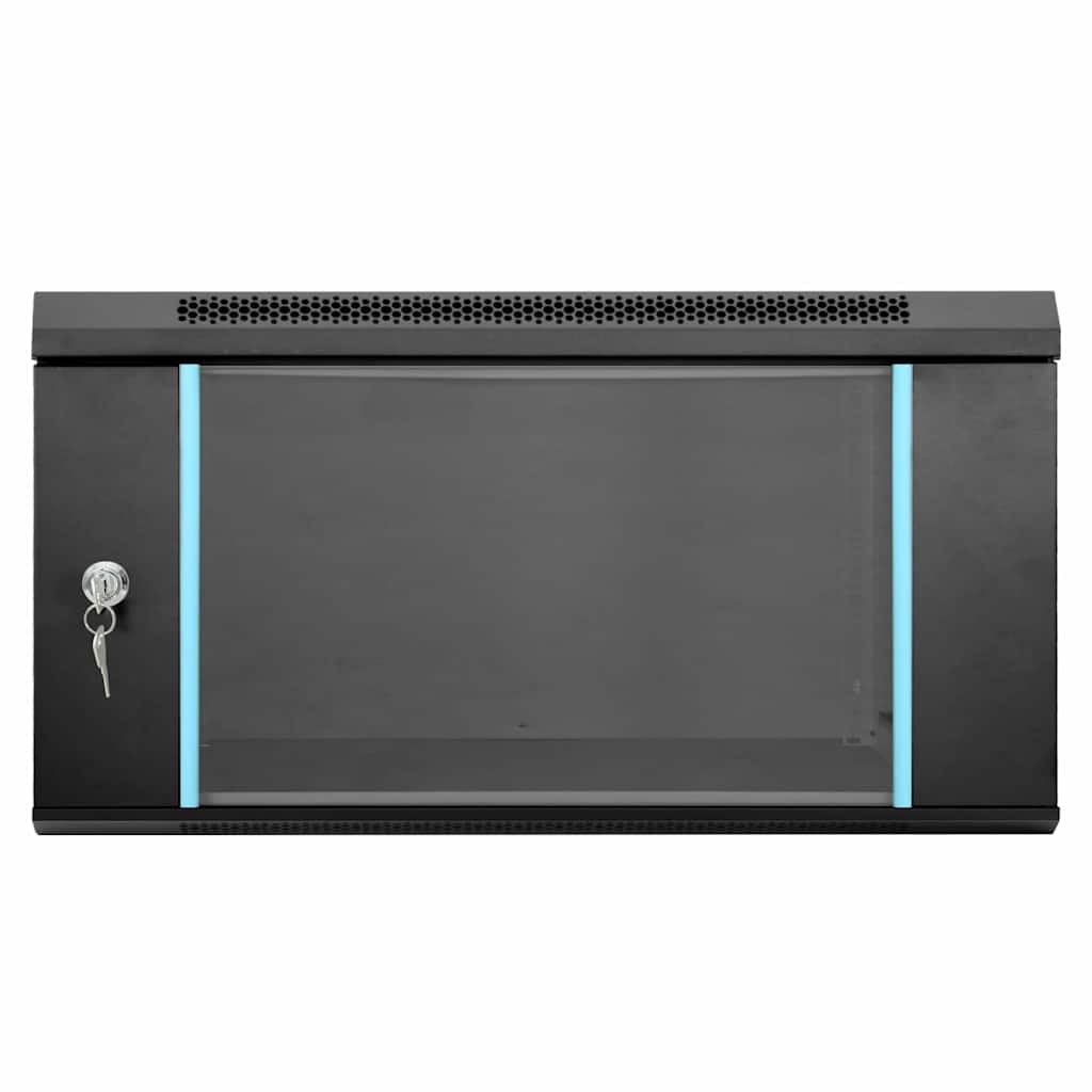 Armoire réseau, 60 x 60 x 35 cm, noir, montage mural, armoire serveur en acier avec verre de sécurité, pour bureau et maison