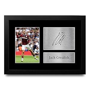 HWC Trading FR Jack Grealish Aston Villa Gifts Gedrukt Gesigneerd Autograph Foto voor fans en supporters – A4 ingelijst