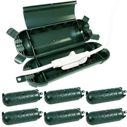 HONDERSON 6 Pack Outdoor Extension Cord Cover IP44 Waterproof, Weatherproof Extension Cord Protector Box for Outdoor Plug & Outlet, Ideal for Christmas Lights, Garden Tools, Patio, Green