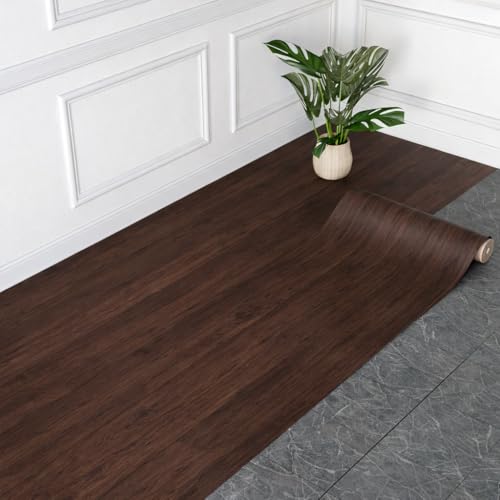 Image of Self-Adhesive Vinyl Flooring & Walls Covering, Waterproof, Removable Oil-Resistant Floor Sticker,Peel Stick Wallpaper for Kitchen Living Room Floor Stickers (Chestnut, 60 x 500 cm)