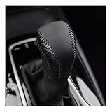 DEYTOP Gear Shift Knob Cover for Toyota Camry 2023 2018-2022 Corolla Hatchback Avalon 2019- 2022 Auto Leather Shifter Knob Trim (Carbon Fiber with Black Stitches)