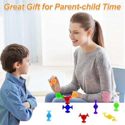 Chiluxendo Badewannenspielzeug(48Pcs), Saugnapf Spiel Reise Spielzeug für Autofahrt Saugnäpfe Saugspielzeug, Teleskop Badespielzeug Suction Bath Toys for Kids, ab 2 Jahre Badewanne Kinderspielzeug