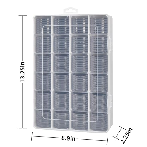 168 Pcs 46mm Coin Capsules Case with Foam Gasket and Plastic Storage Organizer, Coin Holder for Collectors, 8 Sizes (16 20 25 27 30 35 40 46mm). Coin box for Coin Collection Supplies Only-Black Gasket by Xuerdon - Image 5