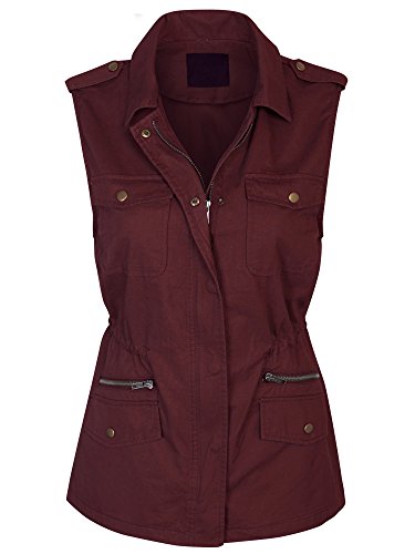 KOGMO Womens Military Anorak Safari Utility Vest