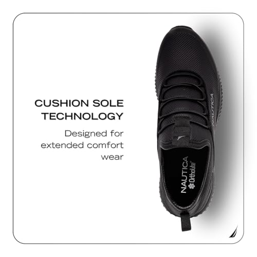 Image of Nautica Black Non Slip Slip On /Lace-Up Work Shoes, Safety Water Resistant Chef Kitchen Trabajo Zapatos Restaurant or Food Service Sneakers - Comfortable and Lightweight for Men and Women