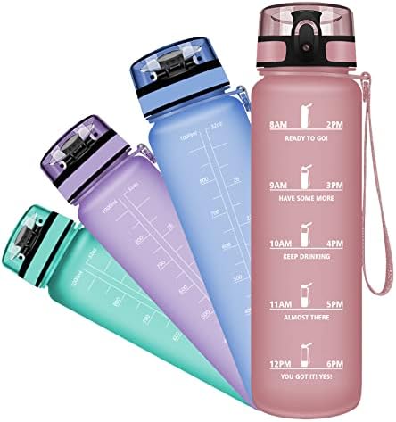 Grsta water bottle with time markings - Water bottle 0.5l, BPA free water bottle - Kids water bottles, Leakproof water bottle for School, Bike, Run, Travel, Outdoor