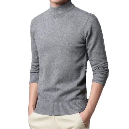 Men's Half Solid Color Pullover Warm Thickening Long-Sleeved Top Pullover Sweater Jumper