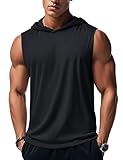 MAGCOMSEN Black Tank Top Men Sleeveless Hoodie Muscle T Shirts Summer Cotton Tank Tops Casual Black T Shirts Black,XXL