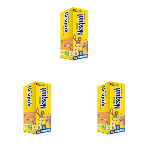 Nesquik cacao soluble instantáneo - 1 paquete x 50 sobres de 13,5 g - Total: 675 g (Paquete de 3)