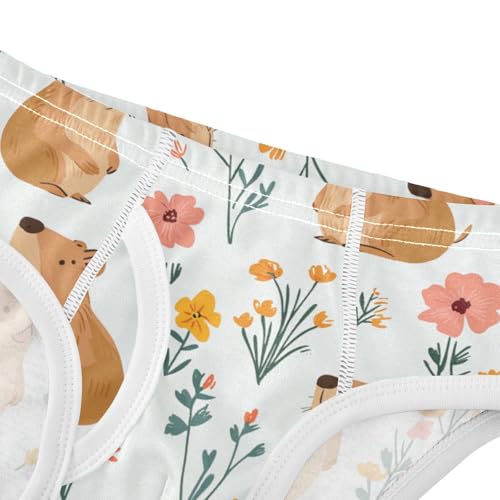 Wusikd Cute Capybaras Boys' Underwear Cotton Flowers Boys Briefs Soft Toddler Underwear 2T4
