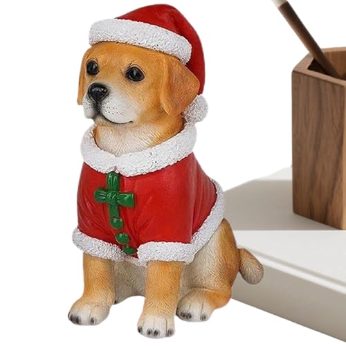 Holiday Puppy Ornament - Weihnachtsfigur aus Kunstharz, niedliche Tischdekoration, festliches...