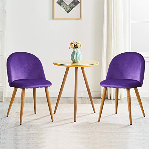 Ofcasa Set Of 2 Velvet Dining Chair With Cushioned Seat Upholstered Kitchen Counter Chair With Metal Legs For Living Room Home Purple