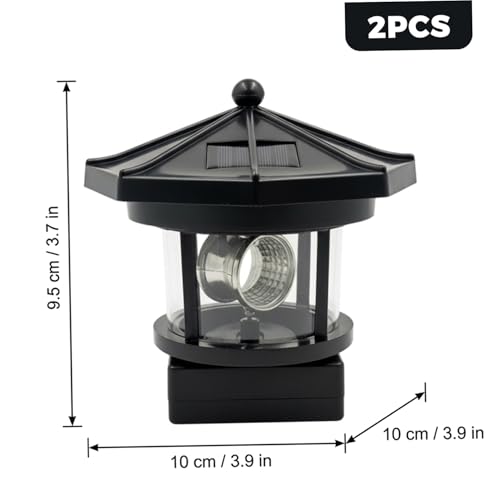 Faro solar giratorio de jardín en pack de 2 lámparas negras de exterior 360 grados 3
