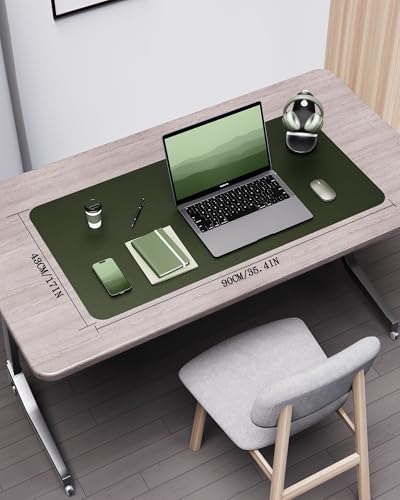 Image of YSAGi Double-Sided Desk Pad, 35.4 inchx17 inch Leather Desk Mat, Eco Cork Desk Pad Protector,Large Mouse Pad,Waterproof Desk Blotter for Office /Home (Dark Green /Cork)