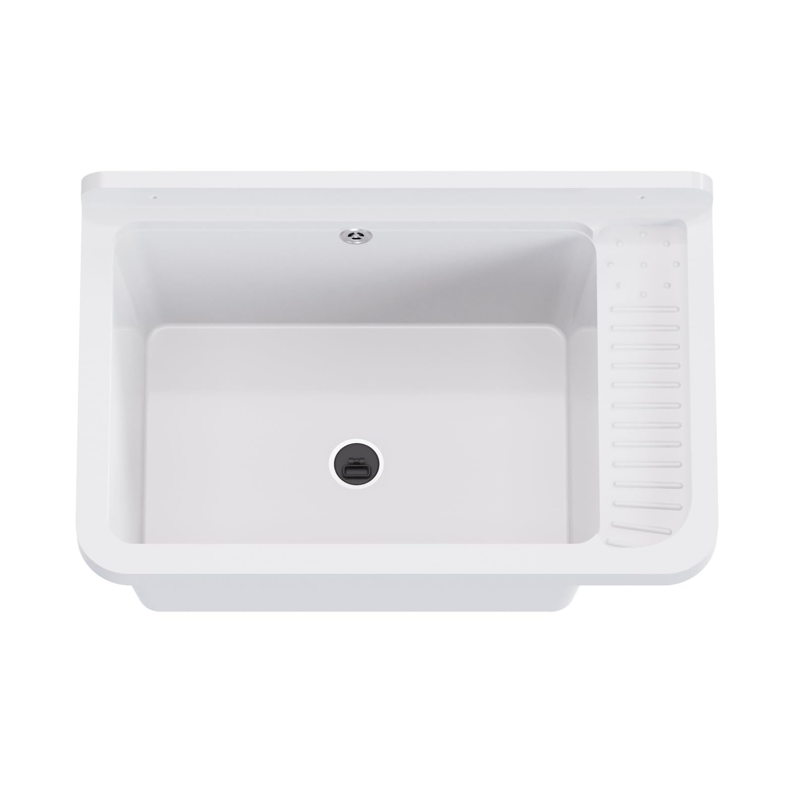 QLS Bassin d'évier, 50 x 34 cm, en plastique, avec siphon, pour garage, atelier, blanc