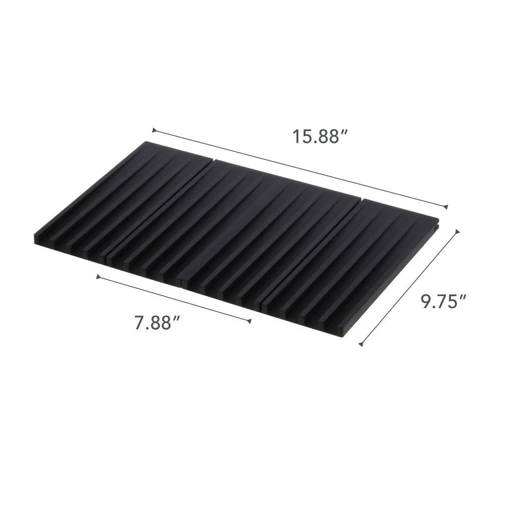 YAMAZAKI 3835-P Home - Scolapiatti pieghevole da cucina, in silicone, nero