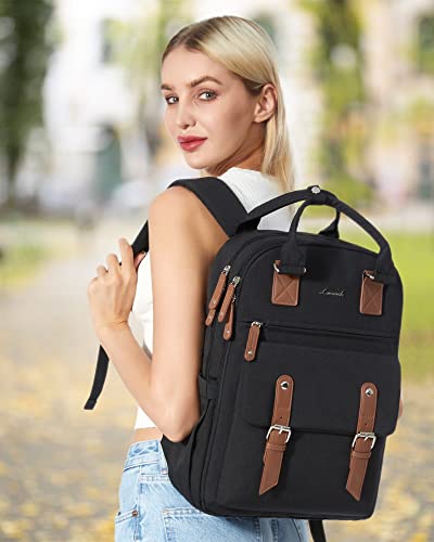 LOVEVOOK-Laptop-Backpack-for-WomenVintage-Work-Business-Travel-Backpack-with-USB-Charging-PortTeacher-Doctor-Nurse-Computer-Bag-PurseCollege-High-School-Backpack-Bookbag17-Inch-Black-Brown