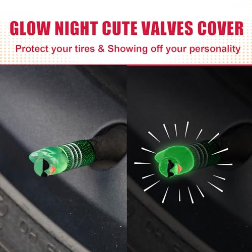 4Pcs Tire Valve Stem Cap Cover for Car SUV Truck, Valve Cover with Funny Duck Sunglasses, Decorative Tire Valve Caps Wheel Accessories (Green Sunglasses Duck)