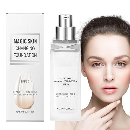 Base de maquillaje que cambia de color con cobertura completa, maquillaje de piel líquida de larga duración | Base de maquillaje adaptable para mujeres, ancianas, novias, abdec impecable