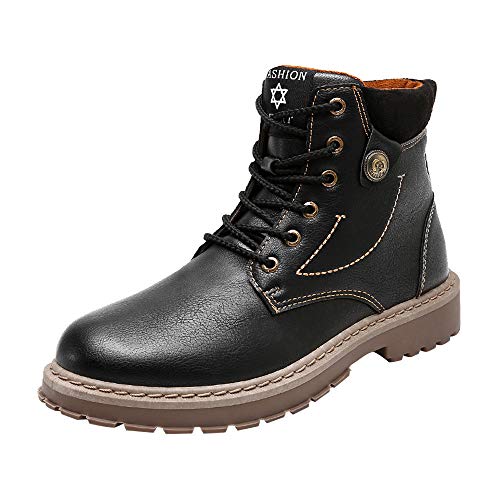 Zapatillas de Hombre BaZhaHei Botas de Cuero de los Hombres de la Moda de otoño e Invierno Botas de Herramientas Inglaterra Zapatos Hombres Ayuda Alta Botas para Hombre Zapatos Hombre