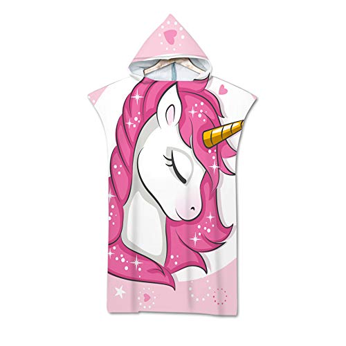Surwin Hooded Changing Robe Adult Surf Poncho Towel, Beach Towel Surfing Swimming Robe Light Weight Compact Microfibre Changing Wetsuit for Women and Men (Unicorn 1,70 * 110cm)
