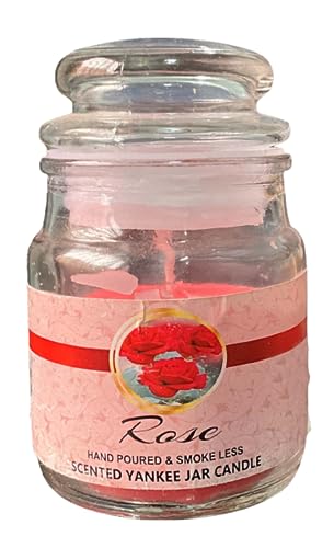 Image of Yankee Jar Paraffin Wax Candles Perfect for Decoration of Dinner, Wedding Parties, Church, Spa, Restaurant, Smokeless Dripless Long Lasting(Rose, Set of 1 - Burn Time: 12 Hr)