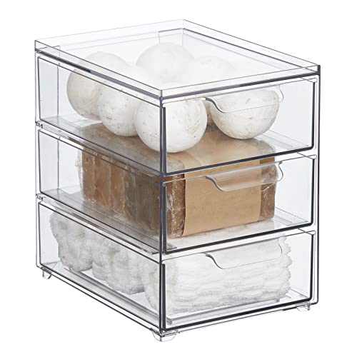 mDesign 3-Drawer Stackable Organizer, Clear