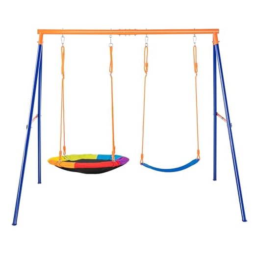 VEVOR Schaukel-Sets für den Garten, 200 kg Tragkraft, mit 1 Tellerschaukelsitz, 1 Gurtschaukelsitz, robustem A-Rahmen-Schaukelständer aus Metall und verstellbarem Seil