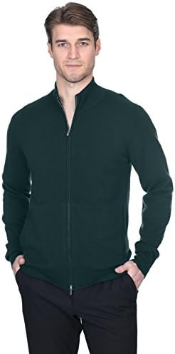 State Fusio Men's Full Zip Up Cardigan Cashmere Merino Wool Mock Neck Long Sleeve Sweater (XX-Large, Bluegreen)