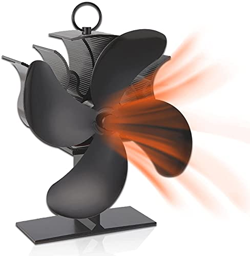 4-Blade Heat Powered Stove Fan for Wood   Log Burner Fireplace increases 80% more warm air than 2 blade fan