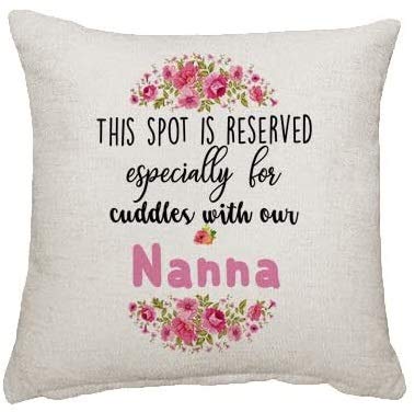 Wevow Mothers Day themed This spot is reserved especially for cuddles with our Nanna Linen Cushion Cover 45 cm x 45 cm Throw Pillow Cover.