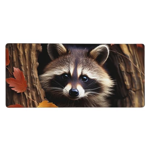 Tapis de souris de jeu antidérapant grand format évite les glissements sous-main raton laveur